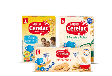 2 Cerelac 40% menos Açucares, Cerelac 8 Cereais e frutas e Cerelac Bolachinhas